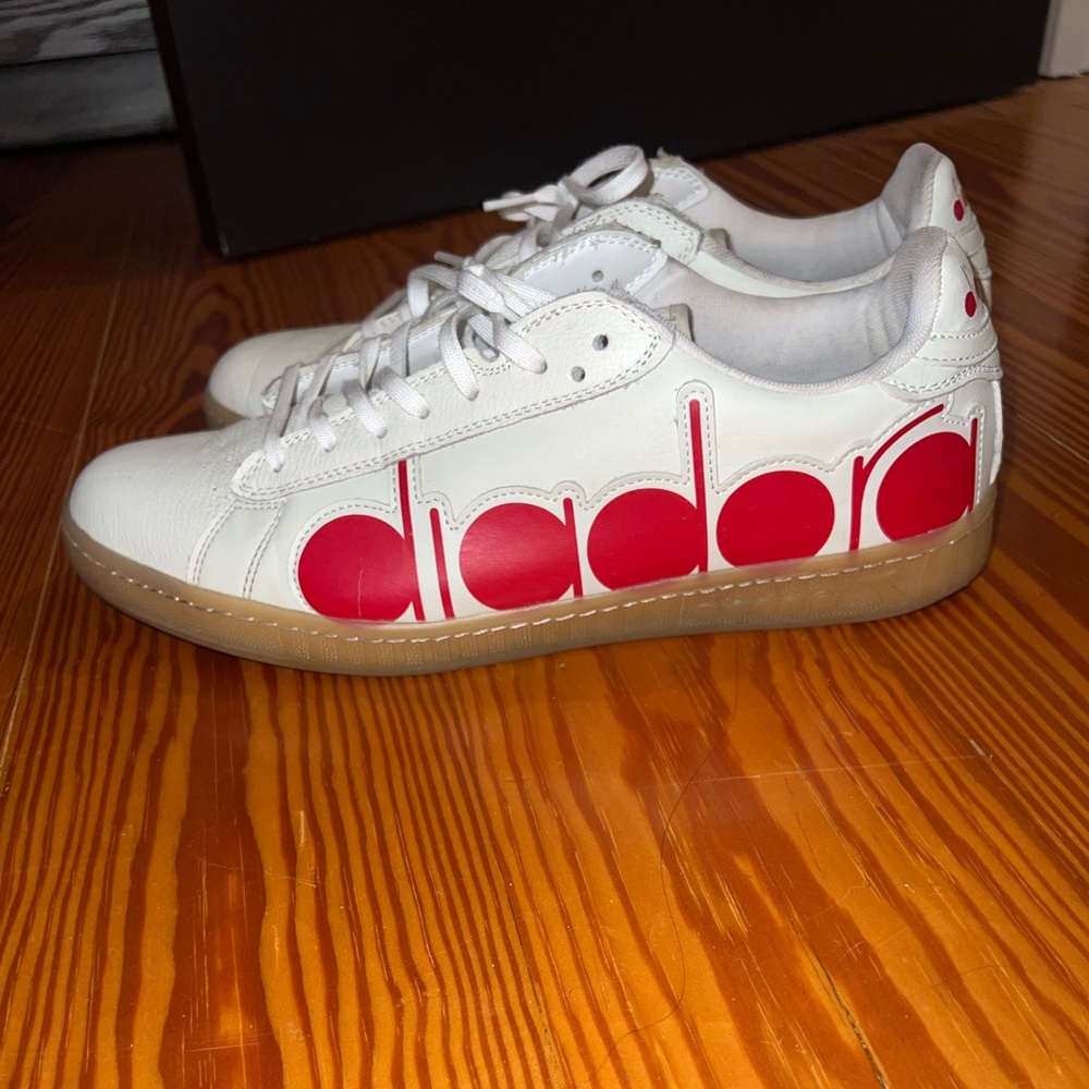 Diadora Men’s  White and Red Sneakers